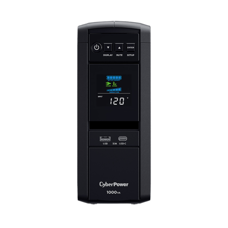 UPS de línea interactiva CyberPower CP1000PFCLCDA, 1kVA/600W, Torre, A