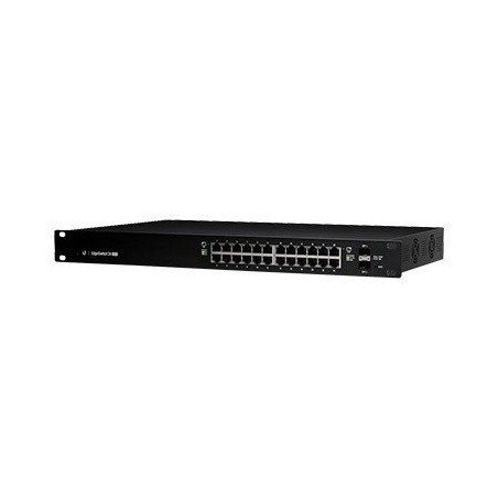 Switch EdgeMAX Administrable de 24 Puertos Gigabit con PoE+/PoE Pasivo 24V + 2 Puertos SFP