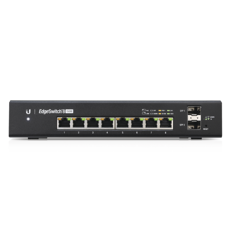 Switch edgemax administrable de 8 puertos gigabit con Poe+/Poe pasivo 24v + 2 puertos SFP Switch edgemax administrable de 8 puertos gigabit con Poe+/Poe pasivo 24v + 2 puertos SFP
