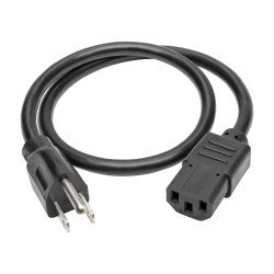 Cable de alimentación universal Tripp-Lite (P006-002-13A) para computadora, 13a, 16 AWG (nema 5-15P a IEC-320-C13), 61 cm (2 pie
