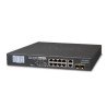 Switch PoE+, distancia 250 metros, 8 puertos + 2 combo TP/SFP gigabit y pantalla LCD para monitoreo