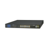 Switch no administrable PoE+ Aslamiento VLAN de 16 puertos + 2 combo TP/SFP Gigabit y Pantalla