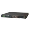 Switch no administrable PoE+ Aslamiento VLAN de 16 puertos + 2 combo TP/SFP Gigabit y Pantalla