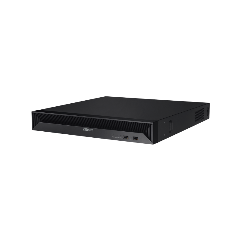 NVR 8 Megapíxel, 16 canales, H.265, P2P Wisenet, 16 puertos PoE, 128Mbps