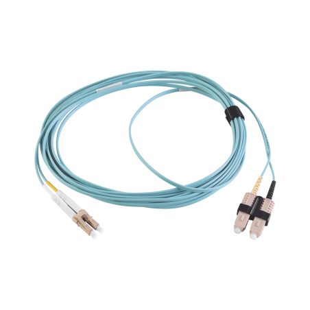 Jumper de Fibra óptica Multimodo 50/125 XGLO, LC-SC Duplex, Aqua, 5M