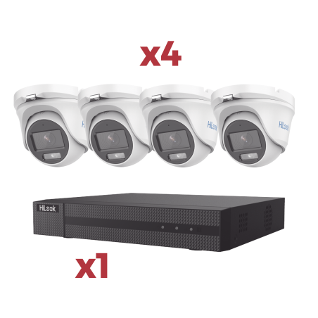[Kit] DVR 4 Canales TurboHD + 1 Canal IP, 2 Megapixel (1080pLite), AcuSense Lite, Audio por coaxitron, 1 Bahía de disco duro, 4