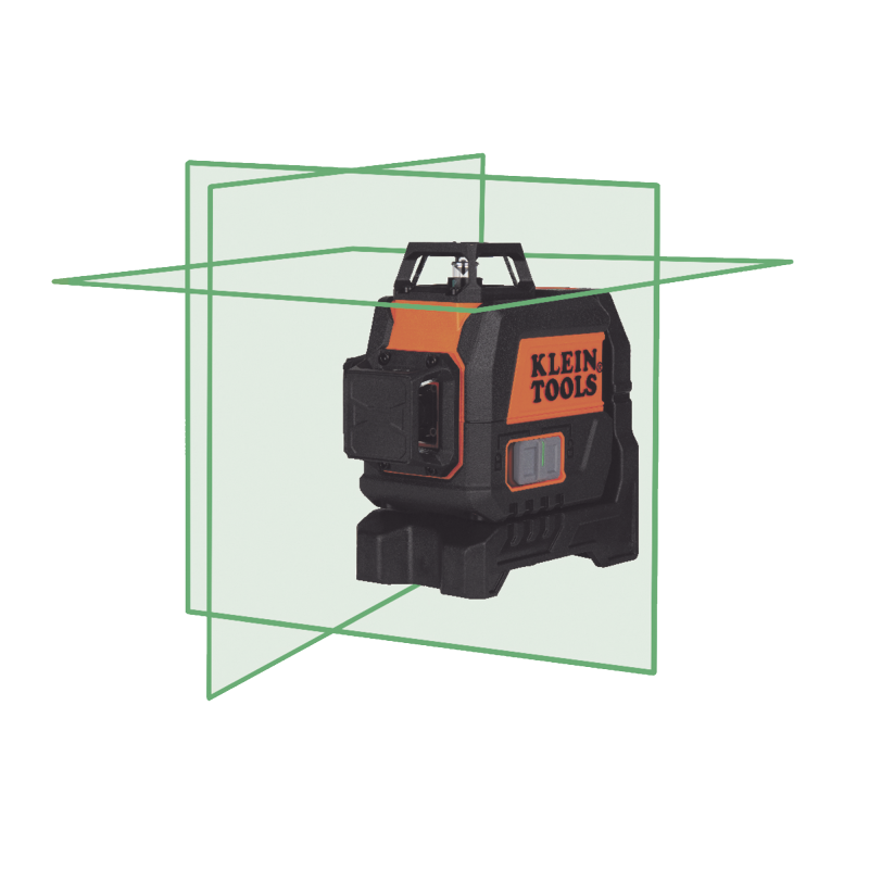Nivel Láser de 3 Planos de Color Verde, de 360° y 30.5 m. de alcance, Compacto con Base Magnética y para Tripoide