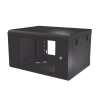 Gabinete de Pared de 6U con Puerta de Cristal Templado, 479.5 mm de Profundidad, Rack de 19'', Acero Reforzado Color Negro.