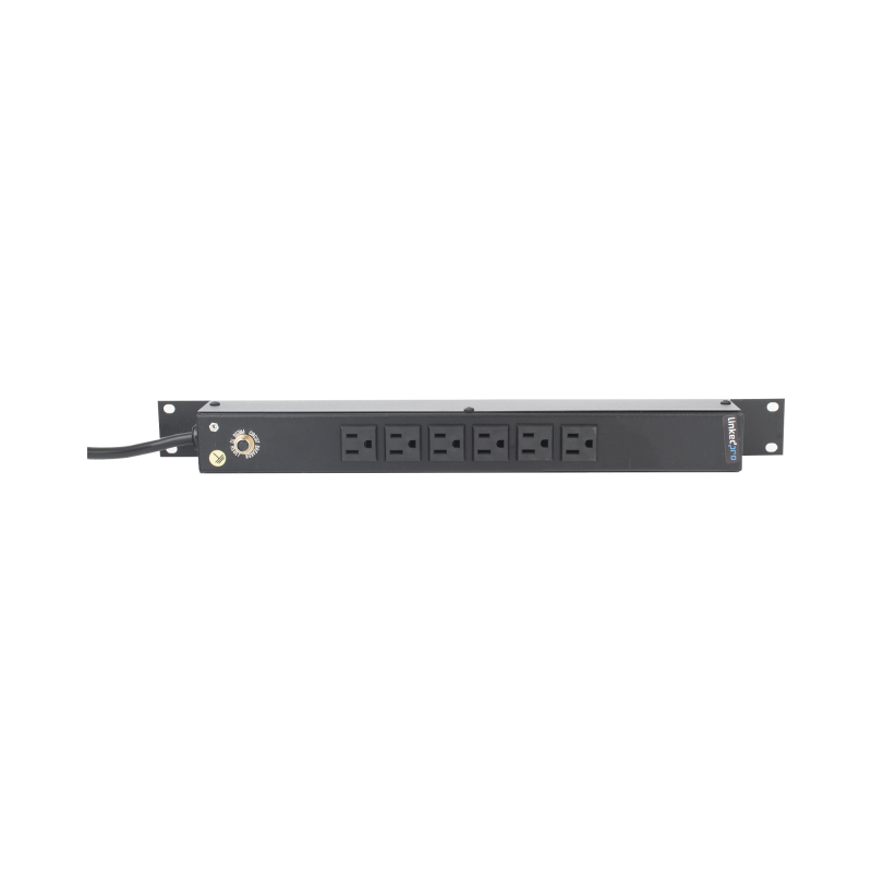 Tomacorriente Horizontal (PDU) de 6 Contactos (NEMA 5-15R) Rack 19" 1U