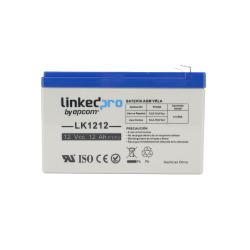 Batería 12 V, 12 Ah, UL, Tecnología AGM-VRLA, Vida útil promedio de 5 años, Uso en equipo electrónico, Intrusión, Incendio, Cont