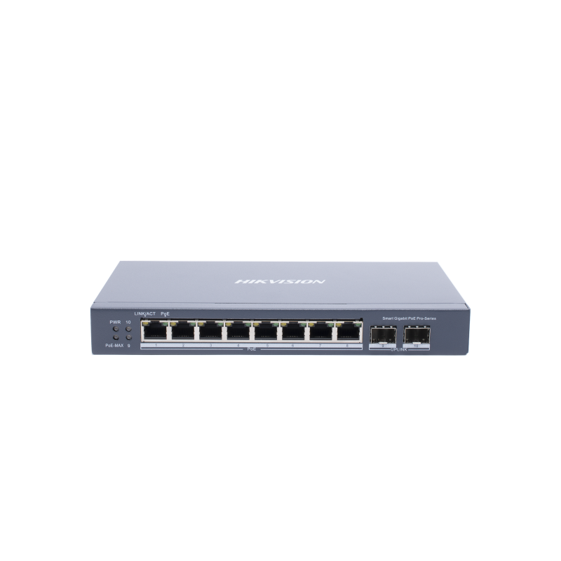 Switch gigabit Poe+, administrable, 8 puertos 10, 100, 1000 Mbps Poe+, 2 puertos SFP, configuración remota desde Hik-partnerpro,