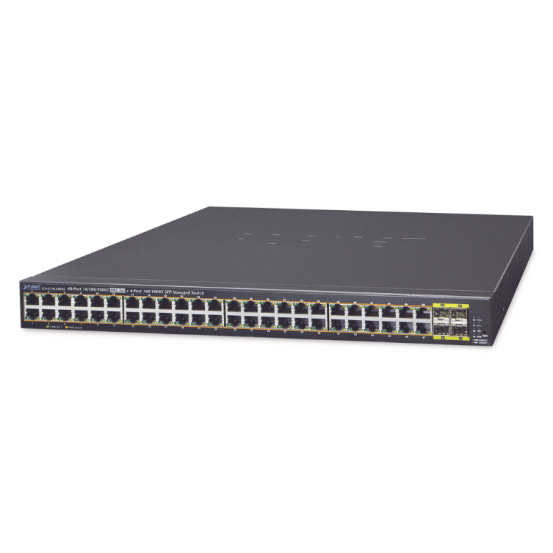 Switch Administrable de 48-Puertos 10/100/1000T 802.3at PoE + 4-Puertos 100/1000BASE-X SFP, 440W