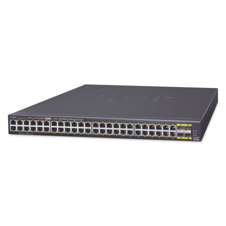 Switch Administrable de 48-Puertos 10/100/1000T 802.3at PoE + 4-Puertos 100/1000BASE-X SFP, 440W