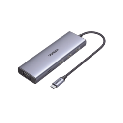 HUB USB-C (Docking Station) 9 en 1, 3 USB-A 3.0, USB-C PD Carga 100W,