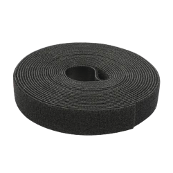 Cinta de Contacto Autoadherente Color Negro, 1.6 cm x 25 metros, Espalda con Espalda (Gancho y Bucle)