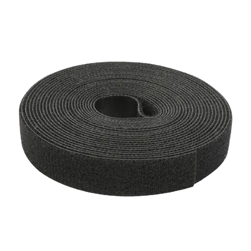 Cinta de Contacto Autoadherente Color Negro, 1.6 cm x 25 metros, Espalda con Espalda (Gancho y Bucle)