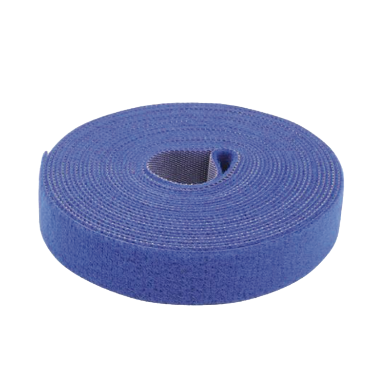 Cinta de Contacto Autoadherente Color Azul, 1.6 cm x 25 metros, Espalda con Espalda (Gancho y Bucle)