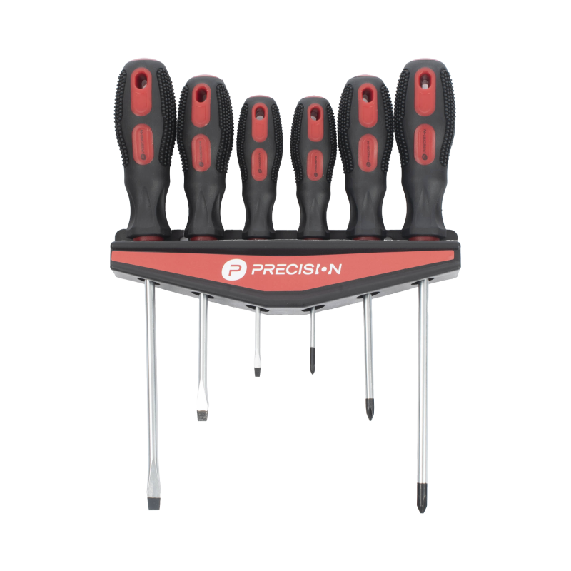 Juego de 6 desarmadores CrV con organizador y Mango Bicolor.