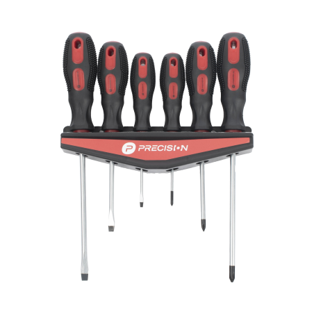 Juego de 6 desarmadores CrV con organizador y Mango Bicolor.