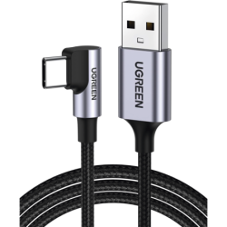 Cable USB-A a USB-C, 2 Metros, Conector con Ángulo Recto de 90°, Carga