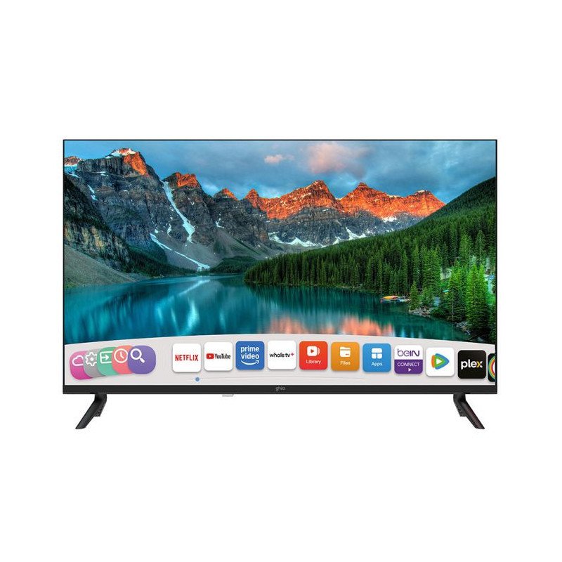 Televisión Smart Ghia whale TV 32 pulg. HD, WiFi, RJ45, 3 HDMI, 2 USB, RCA, aux. 3.5mm, óptico, dolby audio