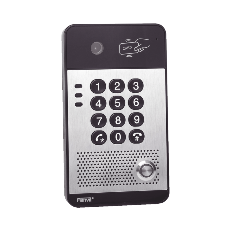 Video portero IP con 2 líneas SIP, cámara HD, relevador integrado, teclado numérico y lectora de tarjetas rfid para control de a
