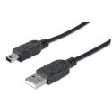 Cable USB 2.0 a macho/mini B de 5 pines, negro, 1.8 m Manhattan
