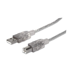 Cable USB 2.0 Manhattan a-b de 1.8 mts plata