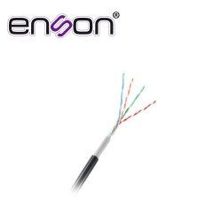 Cable UTP cat5e CCA Enson 12252b305 para exterior serie eco calibre 24 AWG doble forro PVC negro retardante de flama y resistent