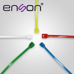 kit de cinchos de nylon ens-chkit2 de 500 piezas en 5 colores de 100mm, uso sugerido de pinaza tensora ens-tgun