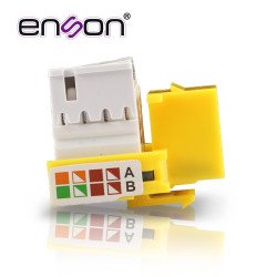 Conector Jack Enson ens-jc6ye cat6 color amarillo a 90 grados ponchado con pinzas y cubrepolvo