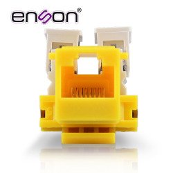 Conector Jack Enson ens-jc6ye cat6 color amarillo a 90 grados ponchado con pinzas y cubrepolvo