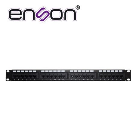 Patch panel Enson ens-pat24c6a 1ur precargado cat6a 24 puertos montaje en rack estándar 19 pulgadas