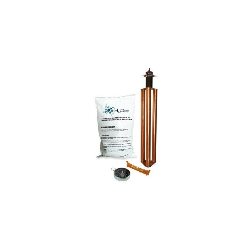 Kit de Puesta a Tierra de 100 Amperes con Electrodo, Filtro y Compuesto H2Ohm.