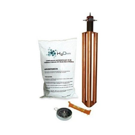 Kit de Puesta a Tierra de 100 Amperes con Electrodo, Filtro y Compuesto H2Ohm.