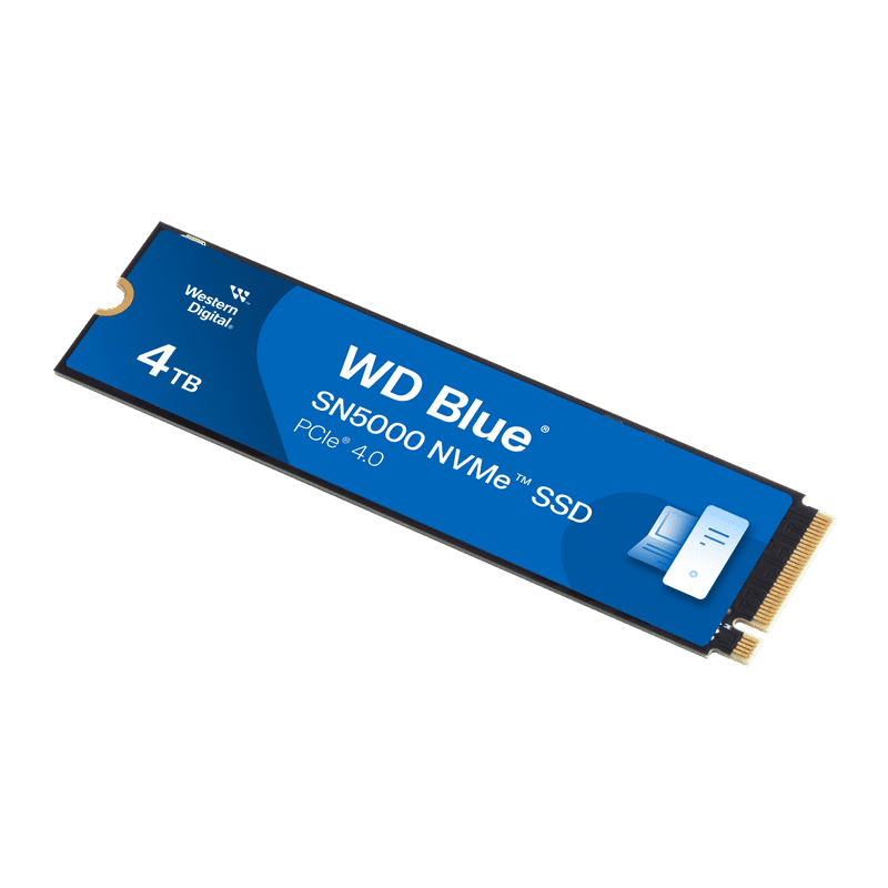 Unidad de estado sólido SSD interno WD blue s5000 4 TB m.2 2280 NVMe PCIe gen4 x4 lect.5500mbs escrit.5000mbs tbw1200