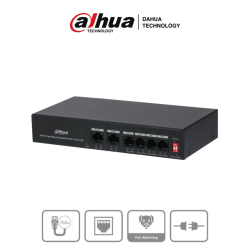 Switch PoE de 6 Puertos Fast Ethernet, 4 Puertos PoE 10, 100, 2 Puertos uplink 10, 100, 36 Watts Totales, Switching 1.2 Gbps, Ta