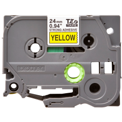 Cinta laminada extra adhesivo texto negro sobre cinta amarilla de 24mm x 8m