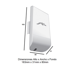 NanoStation LOCO M2 AirMax con antena de panel de 8 dBi, 802.11 b/g/n (2.41 - 2.46 GHz).