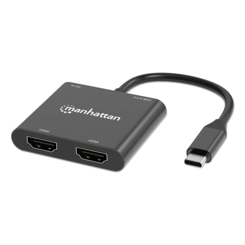Convertidor USB-C Manhattan a HDMI 2 puertos 4K - MST
