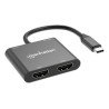 Convertidor USB-C Manhattan a HDMI 2 puertos 4K - MST