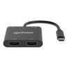 Convertidor USB-C Manhattan a HDMI 2 puertos 4K - MST