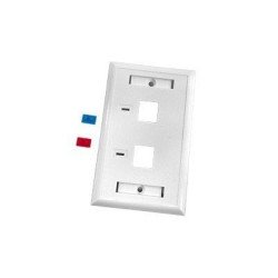 Placa de pared de 2 puertos con espacio para etiqueta - blanco