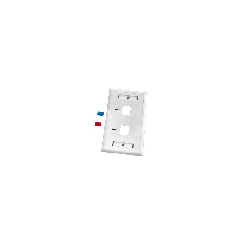 Placa de pared de 2 puertos con espacio para etiqueta - blanco Placa de pared de 2 puertos con espacio para etiqueta - blanco