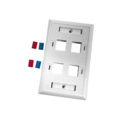 Placa de pared de 4 puertos con espacio para etiqueta - blanco
