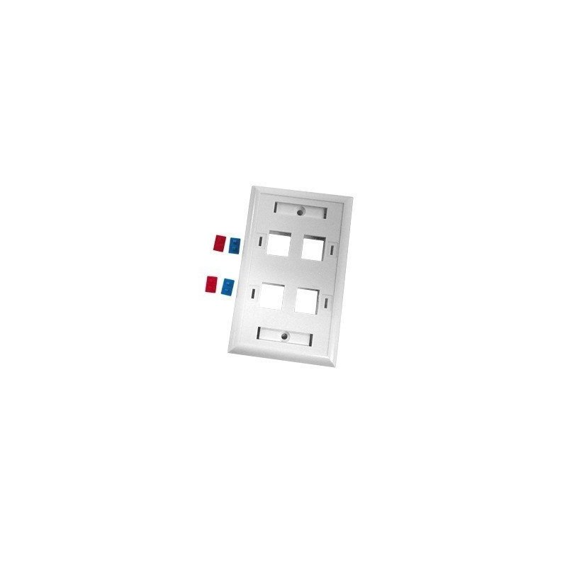 Placa de pared de 4 puertos con espacio para etiqueta - blanco Placa de pared de 4 puertos con espacio para etiqueta - blanco