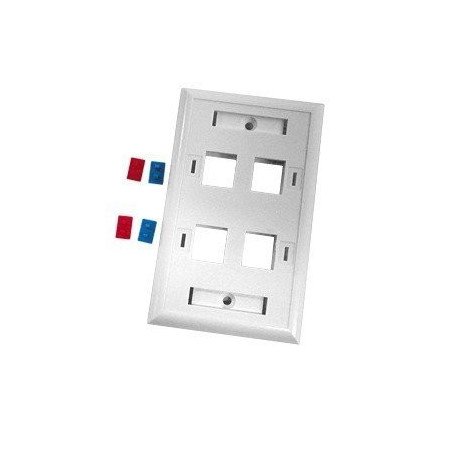 Placa de pared de 4 puertos con espacio para etiqueta - blanco