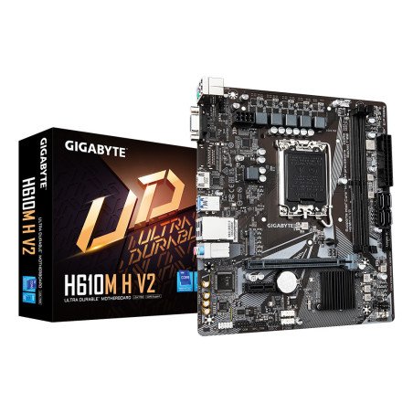 Tarjeta madre GIGABYTE H610M H V2, Intel, LGA 1700, Celeron, Core i3, Core i5, Core i7, Core i9, 96 GB, DDR5-SDRAM
