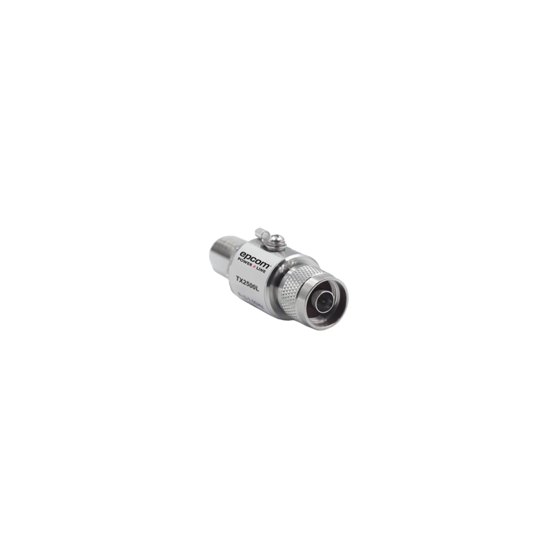 Protector de Línea Coaxial, tipo tubo de gas y paso de C.D., para 0-2.5 GHz, 750W y 0.2 dB de Perdida por Inserción