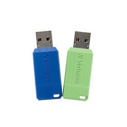 Memoria Flash USB PinStripe de 32 GB 2pk Azul y Verde